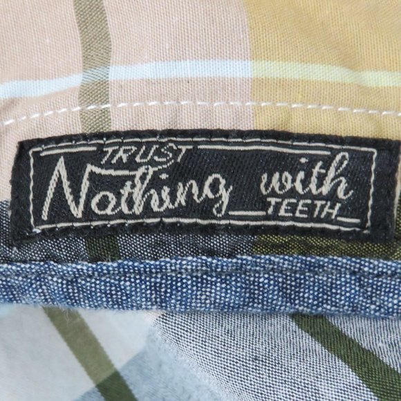 Trust 80 Akoo* Men's Short Sleeve Snap Down Curved Hem Patch Plaid Shirt~‎ XL - Picture 10 of 16